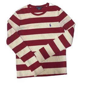 Ralph Lauren Sport Youth XL‎ Cream Red Striped Pullover Shirt Top Size